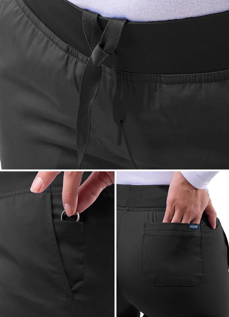 Adar Uniforms Pro Scrubs for Women - Skinny Leg Yoga Scrub Pants - P7102T - Black - XL - Image 4